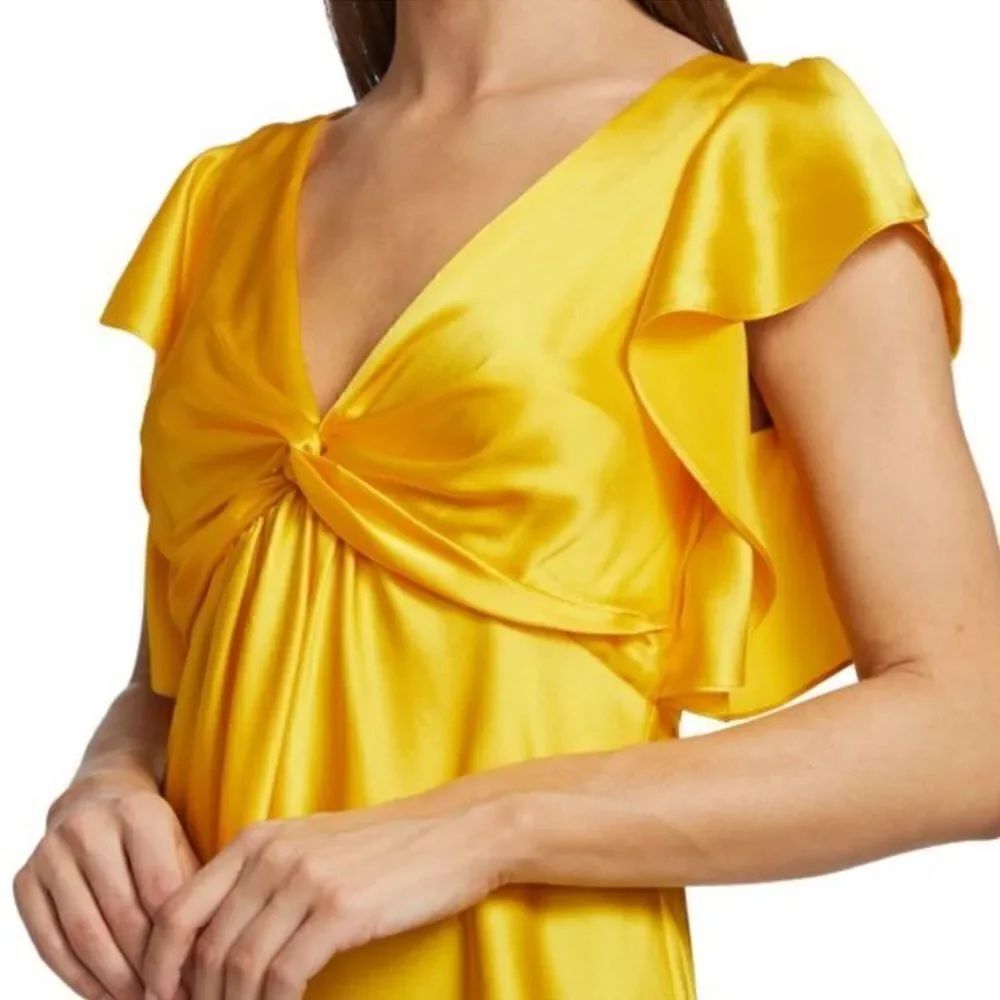 Cinq a Sept Pem Silk Flutter Sleeve Blouse M NWT DANDELION